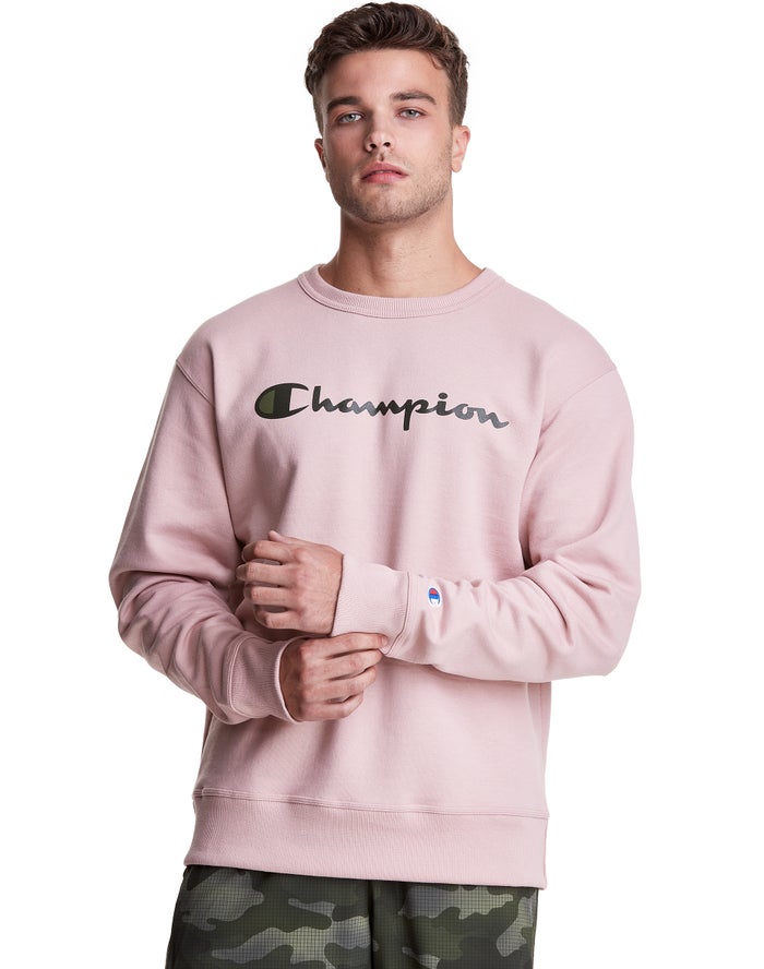 Hanorac Champion Powerblend Fleece Crew Script Logo Barbati Roz - Romania SEODVPK-41